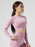 Ava Long Sleeve Crop Top rose-quartz-pink